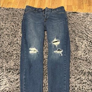 Women's Distressed Blue Jeans